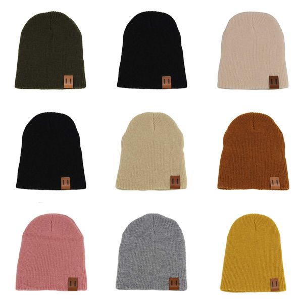 

girls boy beanies winter knitting kids hat pure color hip hop skullies hat#274, Blue;gray