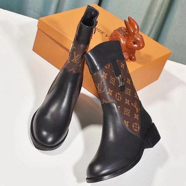 

women boots fashion shoes luxury with box limitless ankle boot chaussures de femme lady casual zipper ankle snow martin boots luxury style, Black