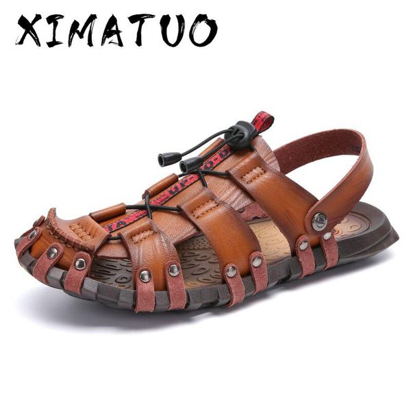 

new casual men soft sandals comfortable men summer leather sandals roman summer outdoor beach big size 38-47, Black