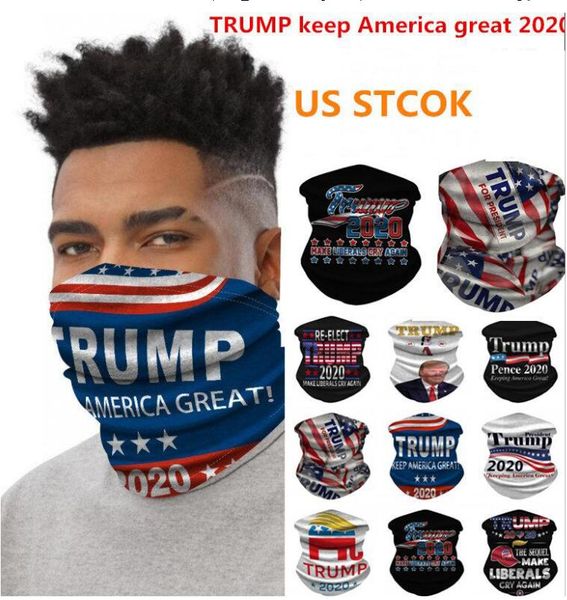 

US Stock 2020 Trump American President Election Sports Magic Turban Scarf 3D Print Dust Face Masks Skullcap FY6068