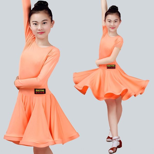 

latin skirt girls children girls professional performance competition skirt dance dance practice training clothes, Black;red