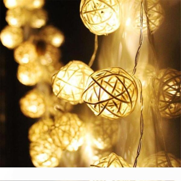 

2.2m 20 led rattan ball fairy string decorative lights battery operated christmas outdoor patio garland wedding decoration