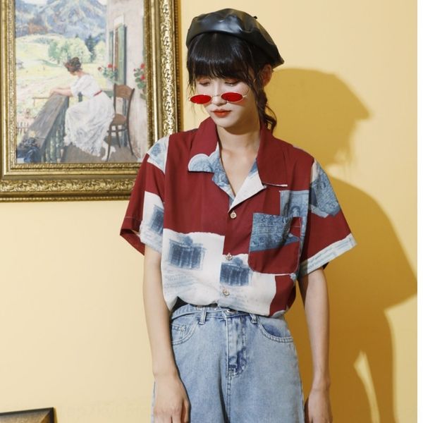 

3xlyf стиль винтажа с короткими рукавами женщин дизайна чувство ниши шифон свободно холодного летом винтажной рубашки стиль с короткими рука, White