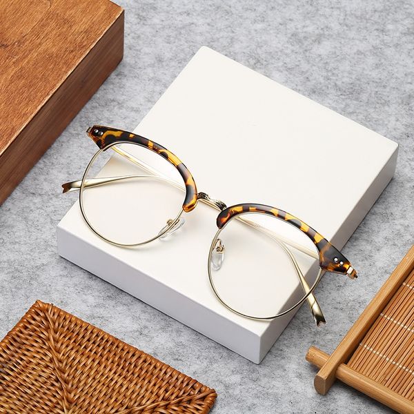 

2019 new fashion metal round frame frame myopia plain glasses glasses 1009 anti blue light, Silver