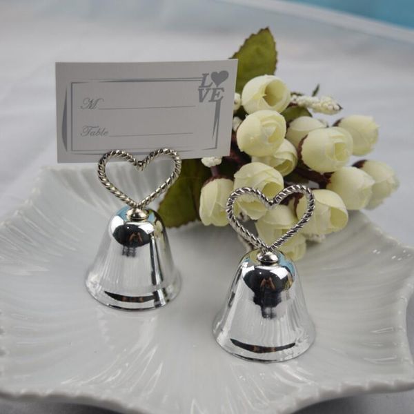 Hochzeitsglocken-Geschenke, Kussglocke, Hochzeitsglocken-Geschenke, silberne Tischkartenhalter, Fotohalter, Hochzeitsgeschenke LX2622