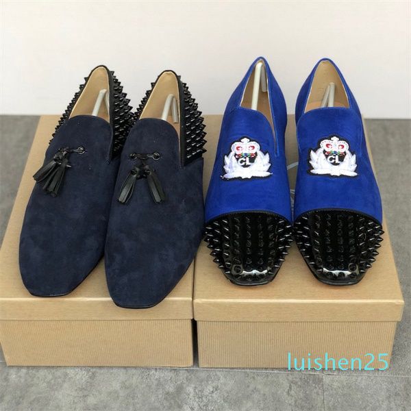 

men black corteo orlato shoes spikes red bottom espadrilles leather flat men shoes business party loafers shoe with box eu47 l25