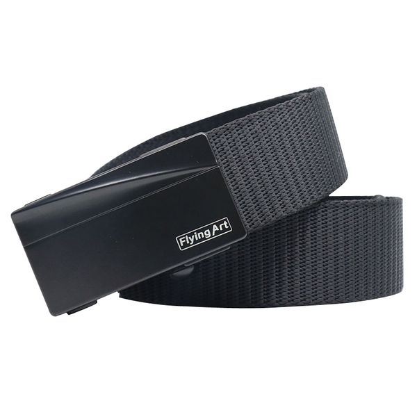 

2020 new men belt quality solid color canvas automatic buckle men's belts youth men casual business nylon belt luxury belts, Black;brown