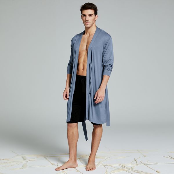 

9ks1r modier cotton nightgown men's thin ice silk bathrobe all-in-one home clothes men's nightgown summer home clothes pajamas bat, Black;brown