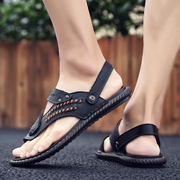 

sandalle сандел слайд пар сандалия verano hombre masculina кожи романского sandalen да сандали работы раштейра мужчина для пляжа cuir, Black