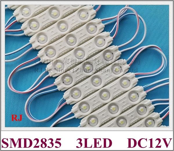 Lens ile Enjeksiyon LED Modülü Süper LED Işık Modülü SMD2835 DC12V 3 LED 1.2 W 140LM ​​IP65 67mm * 14mm Alüminyum PCB Yüksek Parlak