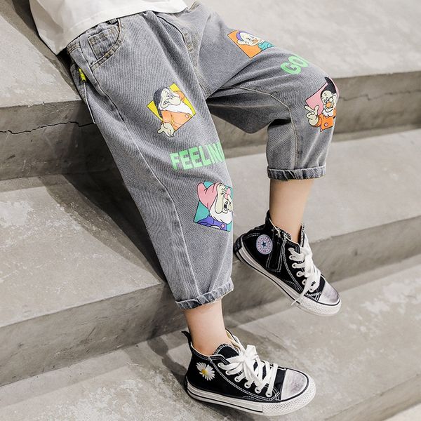 

boys jeans 2020 summer thin ankle-length jeans children's panty loose korean children's pants boys pants, Blue