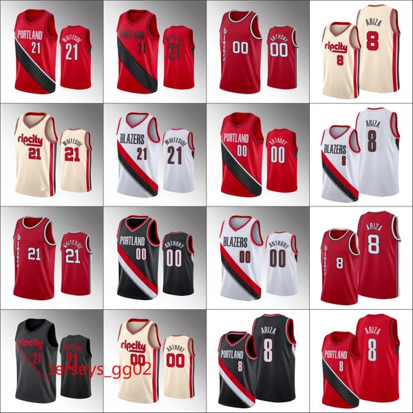 

men portland trail blazers basketball jersey hassan whiteside carmelo anthony trevor ariza nba 2019-20 jerseys, Black