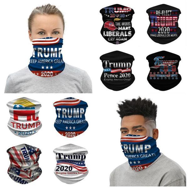 Trump 2020 Eşarp bandanas Yüz Dikişsiz Boru Sihirli Amerika Büyük Bantlar Doğa Sporları Bisiklet Şapkalar Boyun tozluk fy9156 tutun Maske