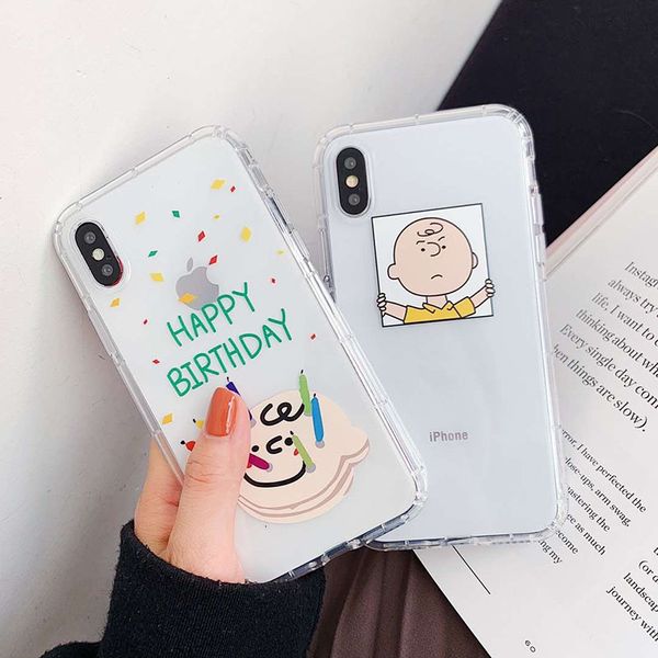 

japan cute cartoon charlie brown phone case for iphone 11pro xs max xr x 6 6s 7 8 plus 11 simple soft tpu back cover fundas