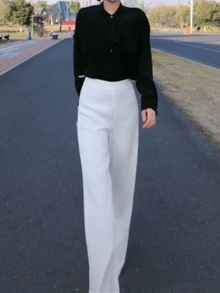 

sd1506x-summer trendy one button skinny pants wide leg pants, Black