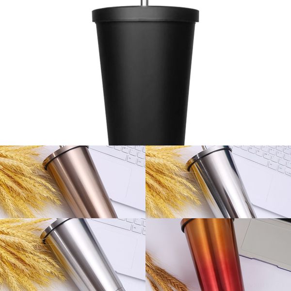 

stainless steel thermos thermos beer fashion coffee with straw creative portable car cup cold beer cup