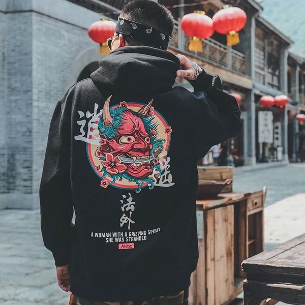 

2020 harajuku streetwear cool casual sweatshirts pullover men devil hop men male women loose hoodies fashion hip hoodie japanese kstgt, Black
