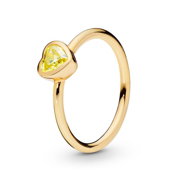 

ale 925 sterling silver yellow cz stone heart ring luxury designer jewelry women 18k gold diamond gemstone engagement rings with pandora box, Slivery;golden