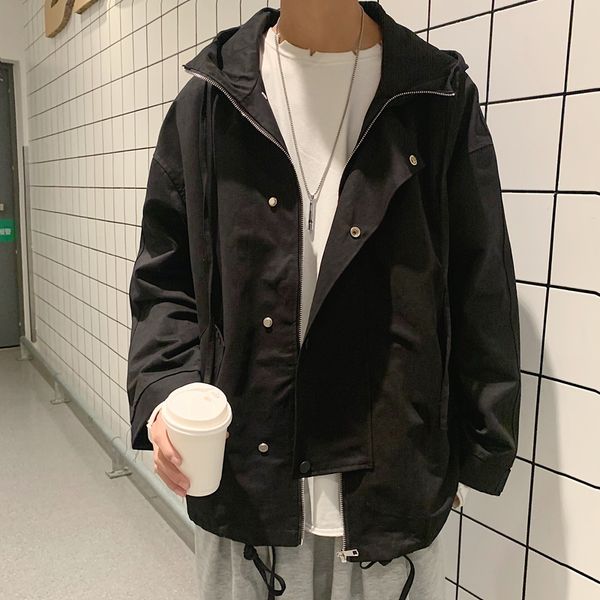 

fashion men clothing spring autumn casual streetwear solid color hoodie jacket man waterproof clothes mens coat male outwear, Black;brown