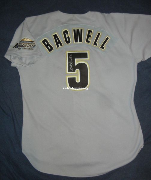 

retro #5 jeff bagwell russell athletic houston grey jersey signed autograph mens stitched baseball jerseys, Gray
