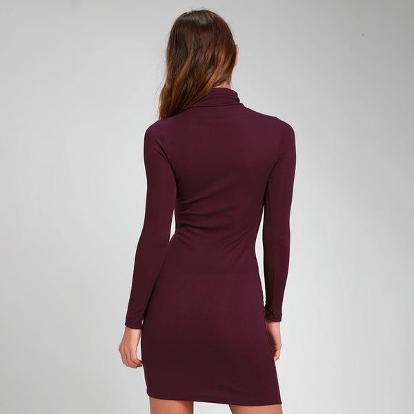 

новый стенд воротник с длинными рукавами solid color sexy тонкий hip повседневные платья платье платье foundation drop доставка, Black;gray