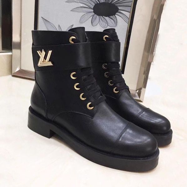 

women shoes fashion ankle boots luxury design leather big size wonderland flat ranger bottes femmes winter warm booties martin, Black