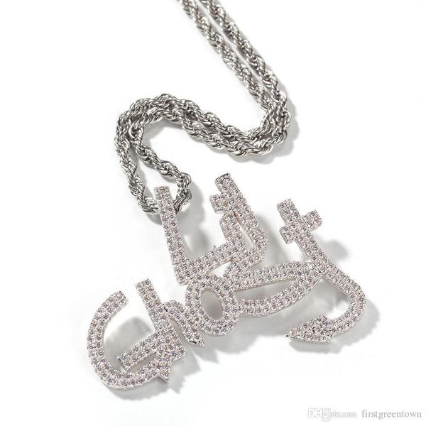 

stainless steel with diamond lil ghost necklace hip-hop necklace personality pendant accessories new design necklace, Silver