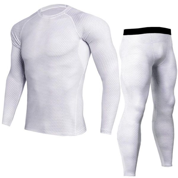

men t shirts trousers set 2 piece men's sports suit compression suit joggers fitness base layer shirt leggings rashguard clothes, Black;blue