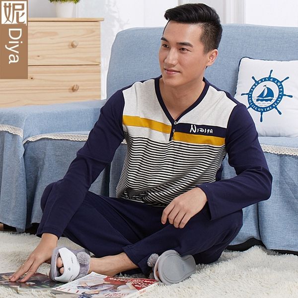 

ptqyi nidea pajamas men's autumn long-sleeved cotton trousers sports letter pullovercotton trousers pullover pullover outdoor home wear, Black;brown