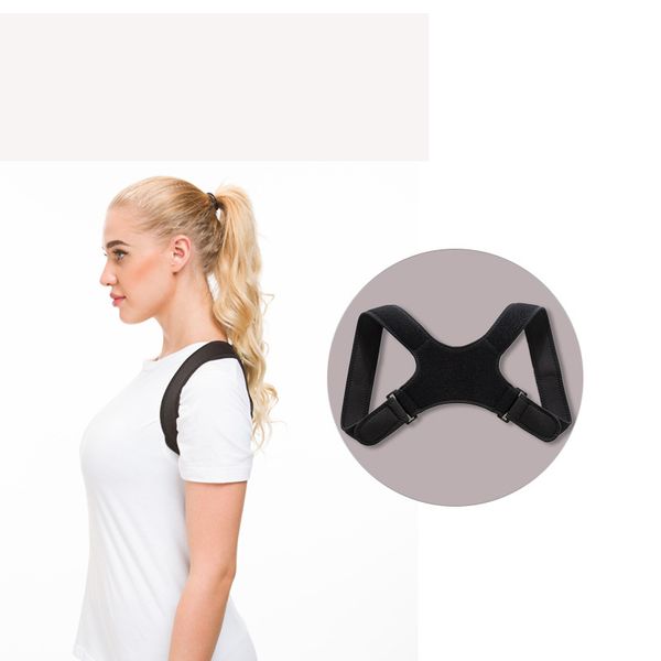 

back support men women posture corrector belt shoulder bandage corset orthopedic spine pain relief, Black;blue