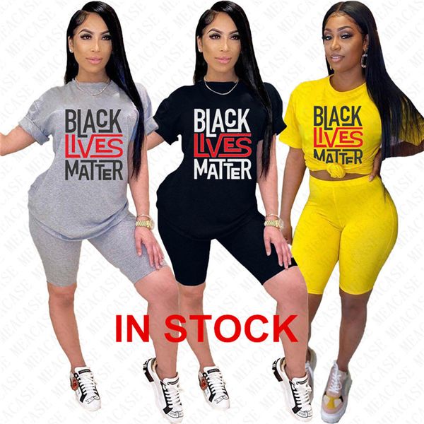 

женщины tracksuit конструктор письма черный живет вещество t shirt шорты два кусочка эпикировка summer street casual спортивный костюм d7616, White