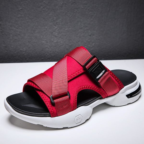 

men anti-skip red slip on gladiator slippers men designers comfortable beach sandals male super cool mule shoe sandalss, Black