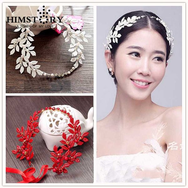 

fashion vintage red/white olive branch style princess headpieces wedding hair accessories flower crystal accessories, Golden;silver