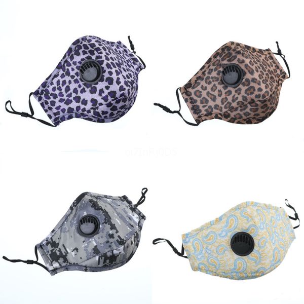 

designer printed reusable cotton face masks with breath valve pm2.5 mouth mask fabric washable mask with filter s #499#543, Black