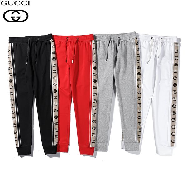 

new arrival gg jogger pants skinny men fashion long pants solid color outdoor running casual pants boys trousers elastic waist, Black