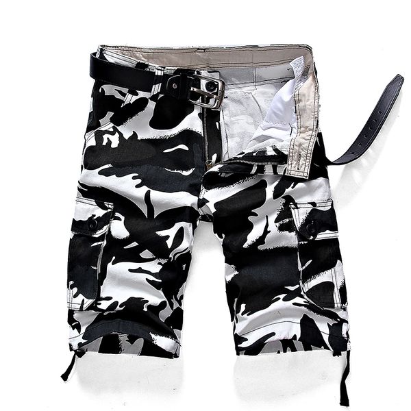 

camo cargo shorts men 2020 summer casual cotton multi-pocket loose shorts army tactical plus size 44, White;black