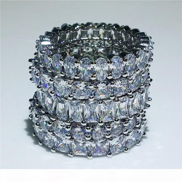 

5 styles promise ring 925 sterling silver multiple cutting diamond cz engagement wedding band ring for women men jewelry, Slivery;golden