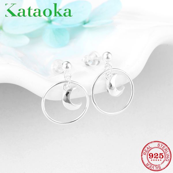 

925 sterling silver good night hoop earrings for women moon round earrings charming silver jewelry 2020 fashion, Golden