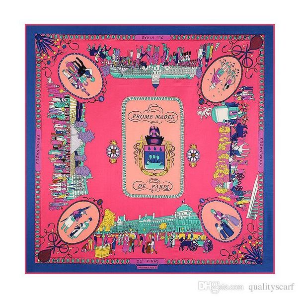 

luxury design square print silk scarf for women paris design h shawls foulard femme echarpe en soie red large twill scarfs wholesale, Blue;gray