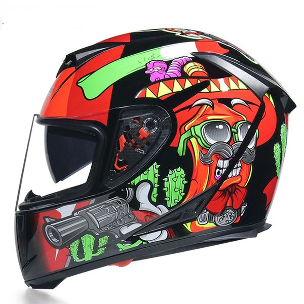 

full face motorcycle helmet washable lining with dual lens stylish fast release racing helmet casco casque moto dot approved
