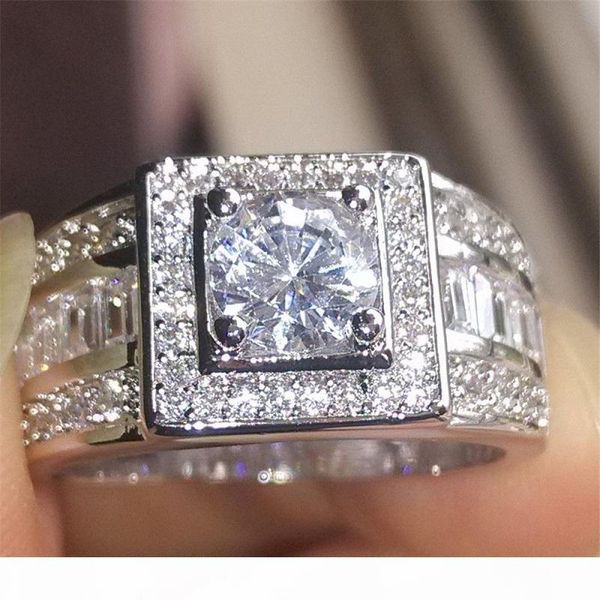 

o 2019 new mens wedding rings fashion silver gemstone engagement rings jewelry simulated diamond ring for wedding