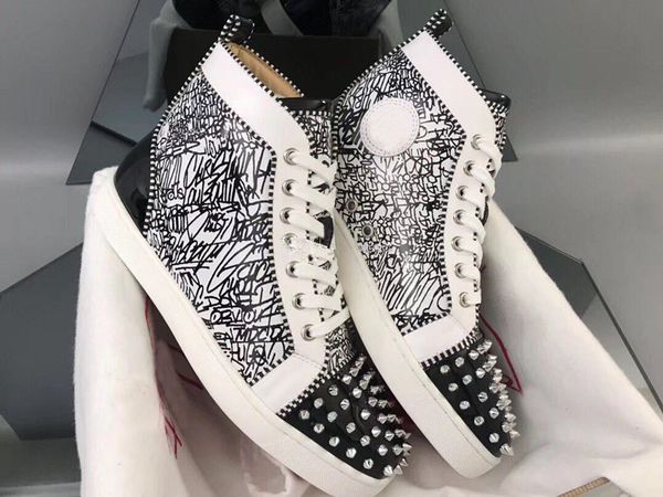 

новый сезон шипы orlato мужская flat red bottom тапки для женщин, для мужчин обувь листва тисненая кожа мода свадебное платье трейнеры, Black