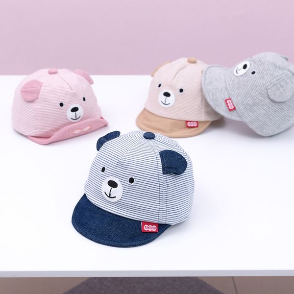 

bear soft eaves 2019 season new cartoon cotton baby cornice cap baby cap hat children's hat mz7230, Blue;gray