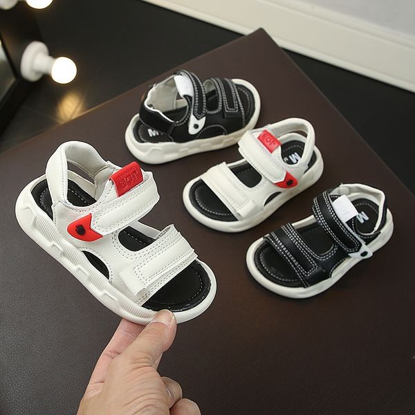 

2020 new children's boys and sandals ' korean fashion color matching open toe sandals children's anti-skid casual shoes, Black;red