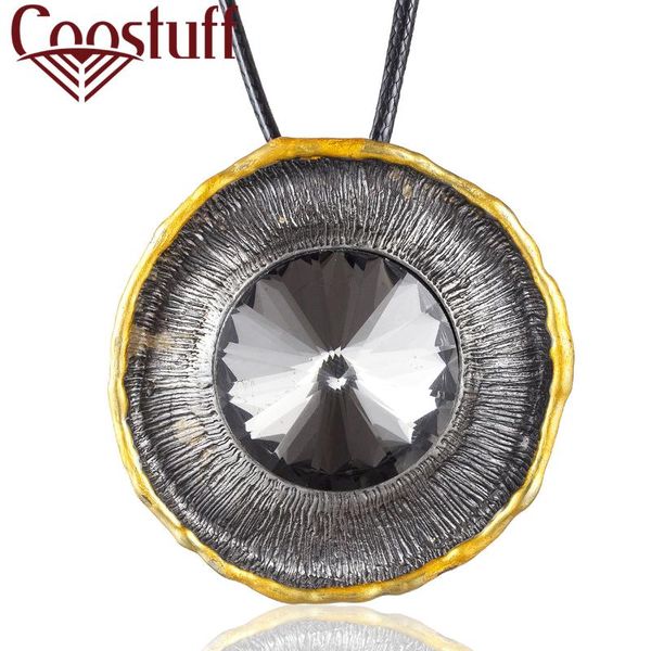 

2020 vintage long necklace women statement necklaces & pendants round crystal pendant collares mujer choker kolye bijoux femme, Silver