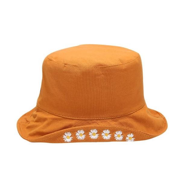 

womail fisherman hat summer fashion little fresh ladies wear small daisy embroidery sunshade beach fisherman hats on both sides, Blue;gray