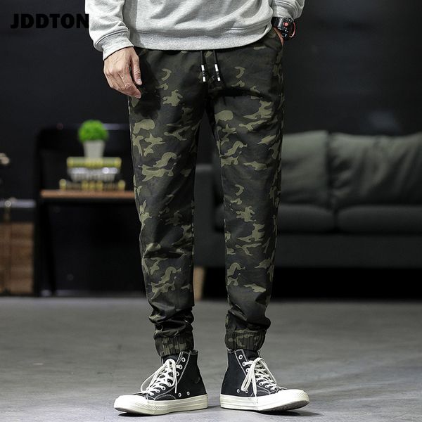 

men's pants jddton camouflage casual hip hop loose sportswear streetwear full length male beam foot joggers trousers track je480, Black