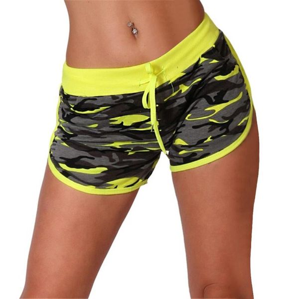 

women's short camouflage print biker shorts high waist athletic summer fitness sports short plus size women, White;red