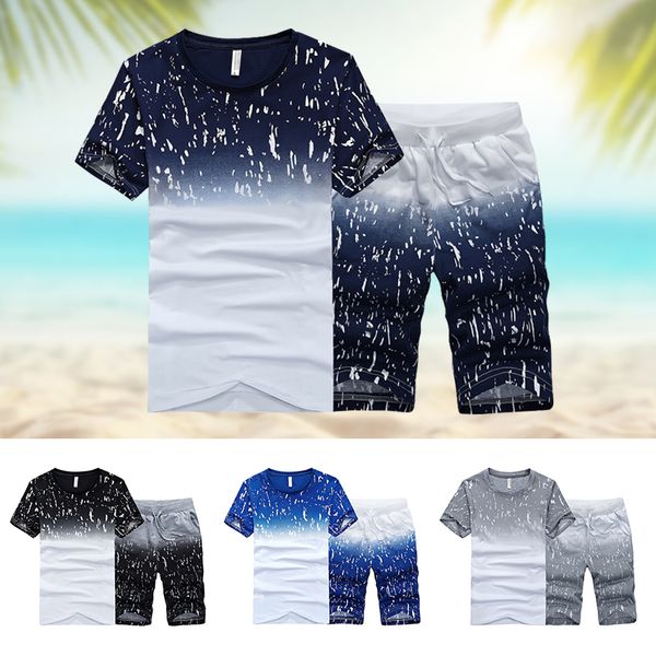 

men set summer sporting outerwear hoodie track suit male fitness stand collar sweatshirts 2 pieces plus size -4xl, Gray