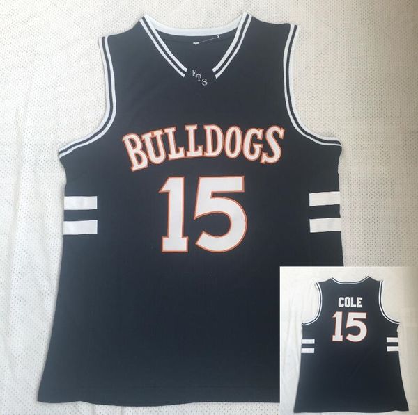 

Men 15 J. Cole Bulldogs High School jersey Real Embroidery Jersey Shirt Top Quality Wholesale Movie Basketball wears Jersey Size S-2XL